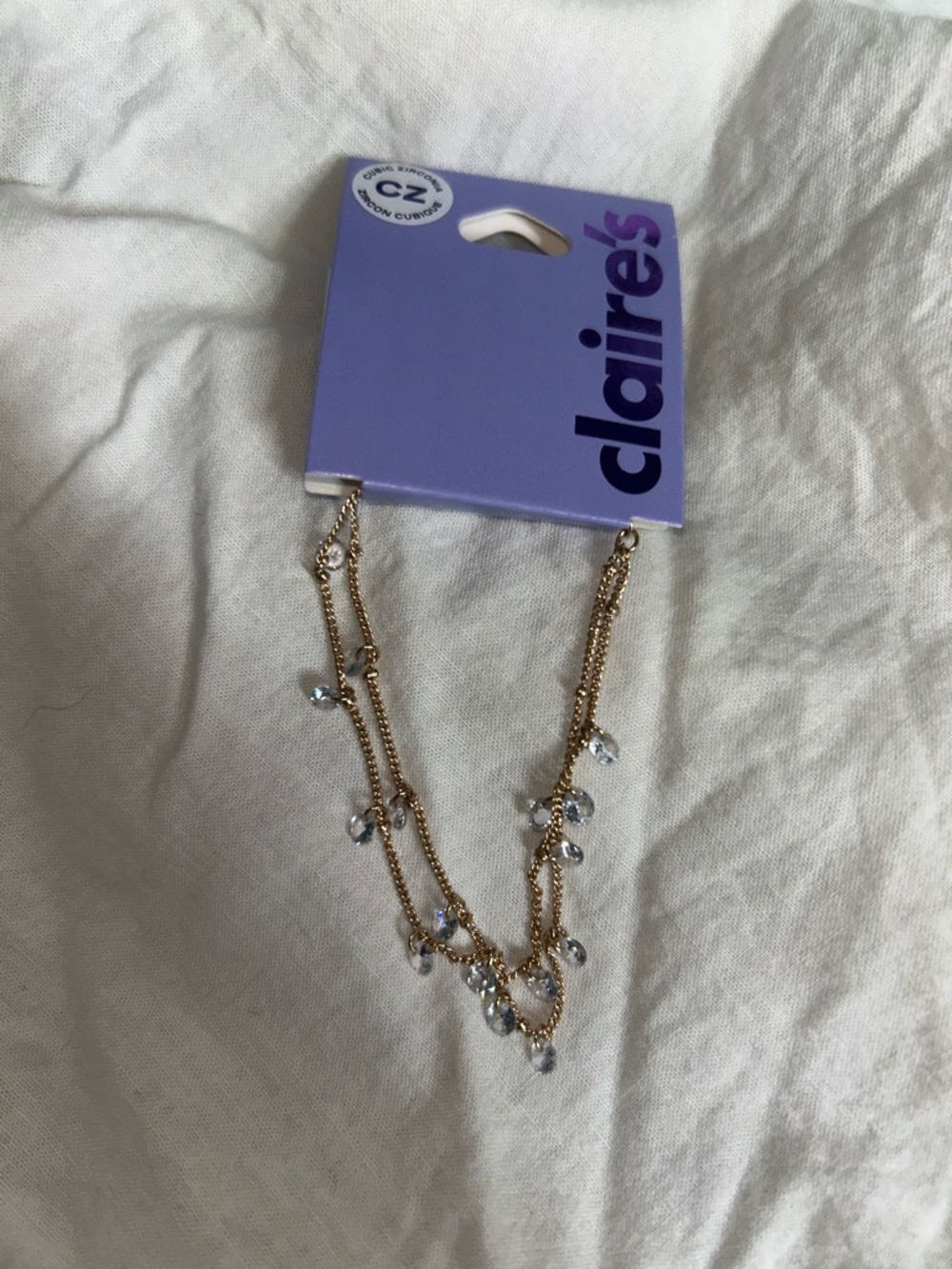 Claire's Gold-Tone Layered Bracelet with Clear Teardrop Charms